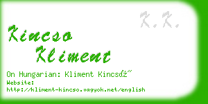 kincso kliment business card